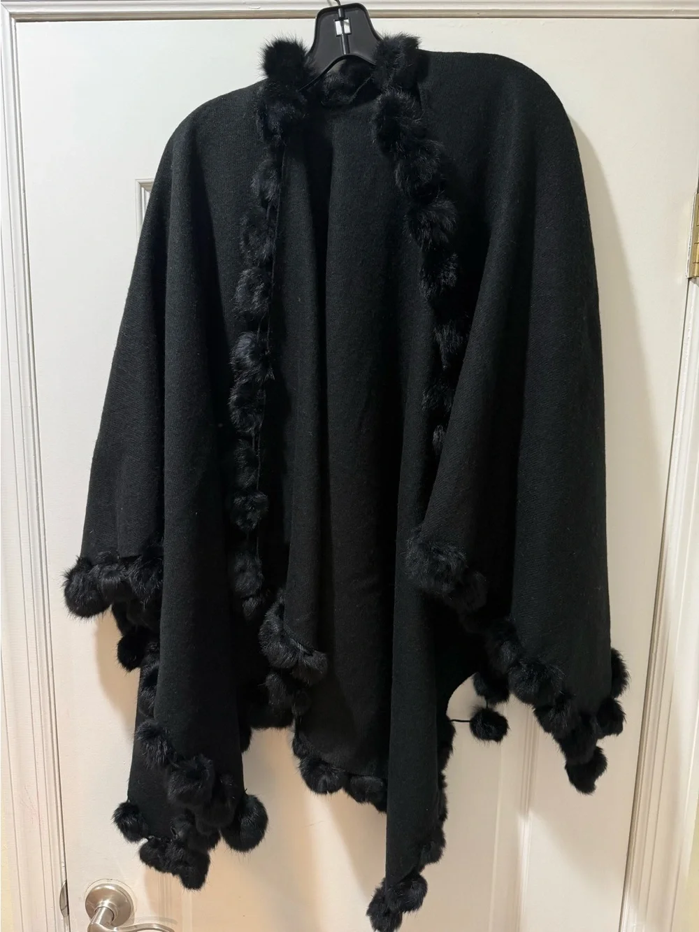 Wool and genuine fur poncho/wrap